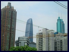 Shenzhen Northern outskirts seen from the train to Guangzhou 03 - Skyline with KK100 and Shun Hing Square